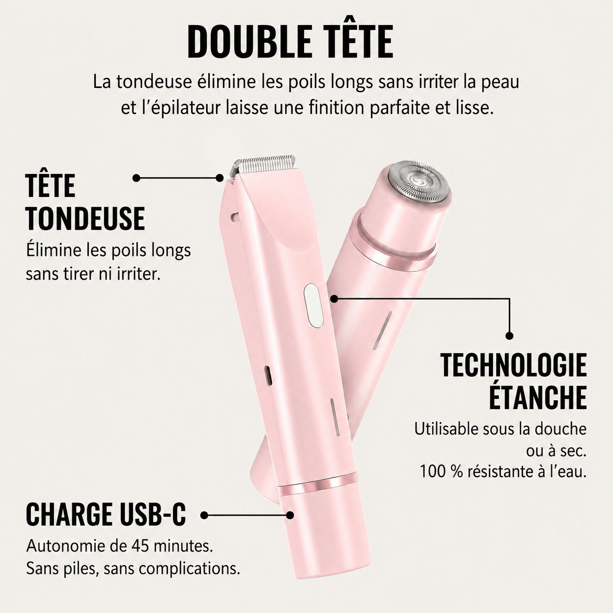 TONDEUSE 2 EN 1 NURIA™ POUR LE MAILLOT ET POUR LE CORPS